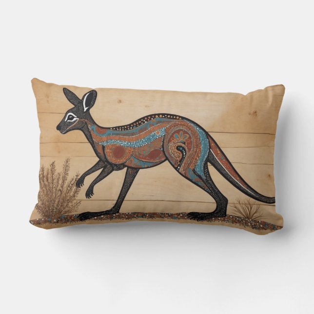 Australian Aboriginal-themed Kangaroo Lumbar Pillow (Back)