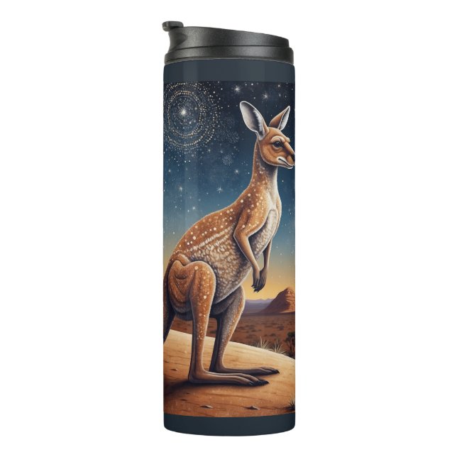 Australian Aboriginal-themed Kangaroo Scene Thermal Tumbler (Rotated Right)