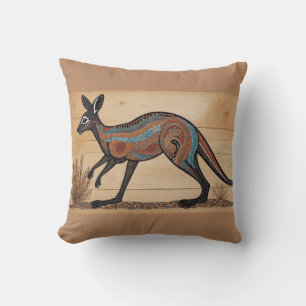 Australian Aboriginal-themed Kangaroo Throw Pillow