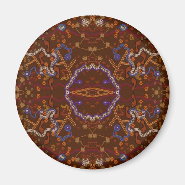 Australian Aborigine Walkabout with Animal Tracks Magnet (Front)