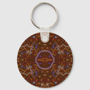 Australian Aborigines Walkabout with Animal Tracks Keychain