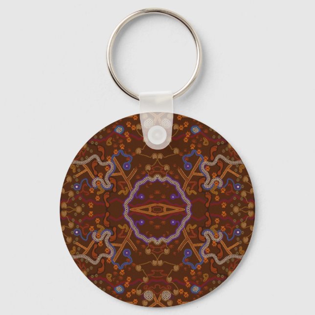 Australian Aborigines Walkabout with Animal Tracks Keychain (Front)
