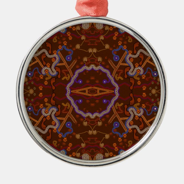 Australian Aborigines Walkabout with Animal Tracks Metal Ornament (Front)