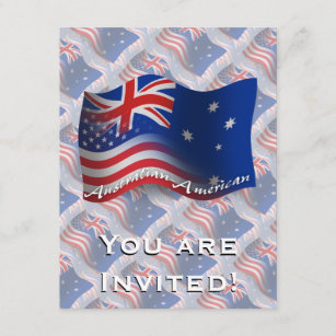 Australian-American Waving Flag Invitation