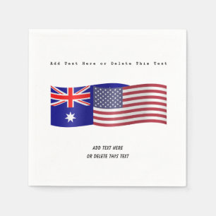 Australian and American Flag Add Text Napkin