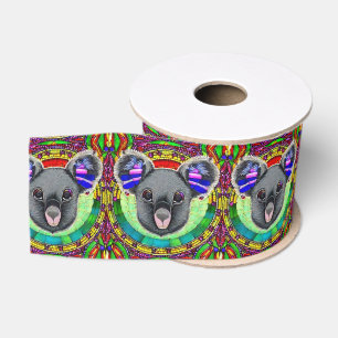 Australian animal lovers artsy koala bear pattern  grosgrain ribbon