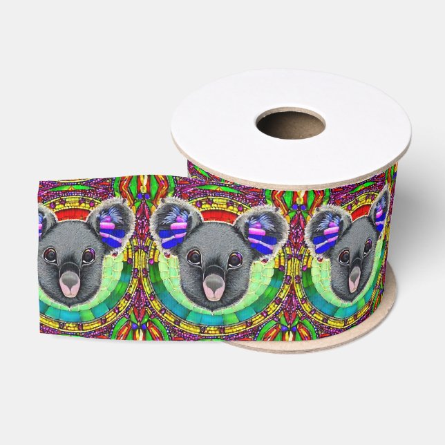 Australian animal lovers artsy koala bear pattern  grosgrain ribbon (Spool)
