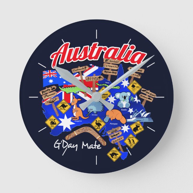 Australian animals and locations round clock (Front)
