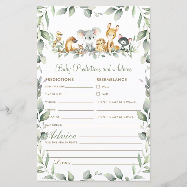 Australian Animals Baby Predictions and Advice (Front)