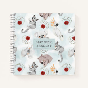 Australian Animals Cute Watercolour Personalized Notebook