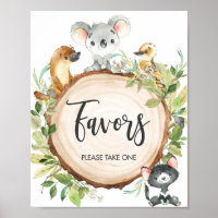 Australian Animals Greenery Baby Shower Favours