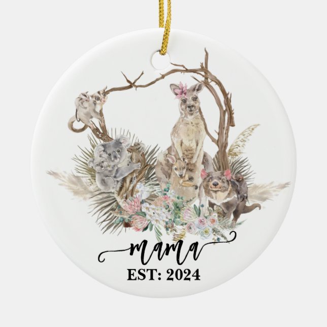 Australian Animals Mother and Baby Mama  Ceramic Ornament (Front)