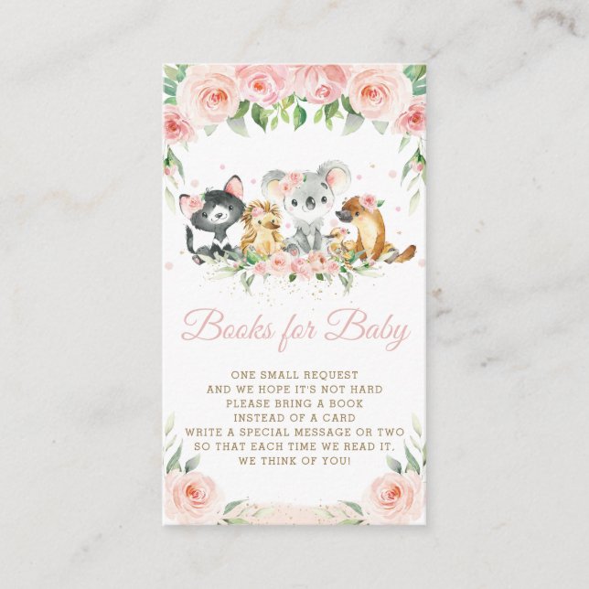 Australian Animals Pink Floral Books for Baby   Enclosure Card (Front)