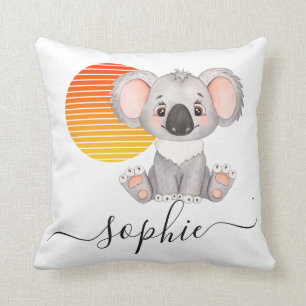australian animals whimsical Koala Throw Pillow