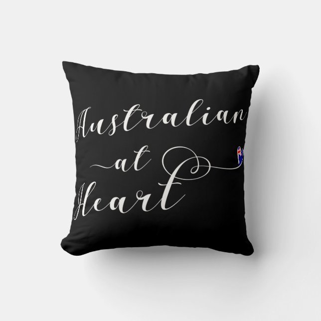 Australian At Heart Throw Cushion, Aus Throw Pillow (Front)
