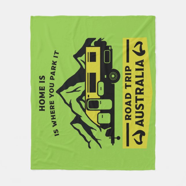 Australian Aussie Caravan Caravanning Summer Fleece Blanket (Front)