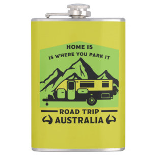 Australian Aussie Caravan Caravanning Summer Hip Flask