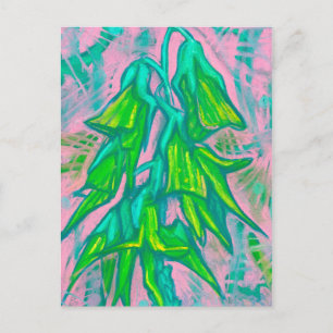 Australian Bird Flower, Tropical Floral Green Pink Postcard