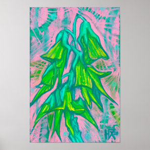 Australian Bird Flower, Tropical Floral Painting C Poster