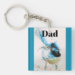 Australian Birds Blue Wren Wrens Watercolour Art Keychain
