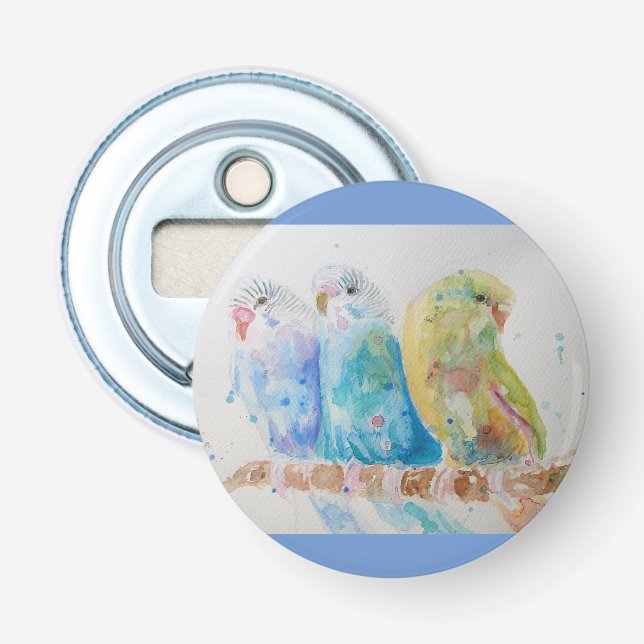 Australian Birds Budgie Watercolor Art Bottle Opener (Front)