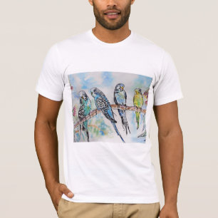 Australian Birds Budgie Watercolor Art Key Ring T-Shirt