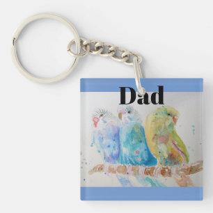 Australian Birds Budgie Watercolor Art Keychain