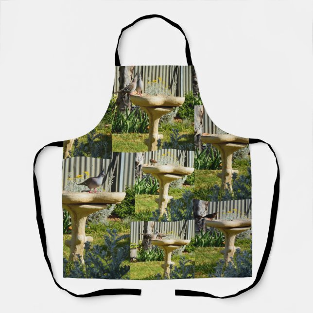 Australian Birds On A Bird Bath, Apron (Front)