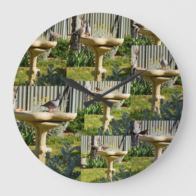 Australian Birds On Bird Bath, Wall Clock (Front)