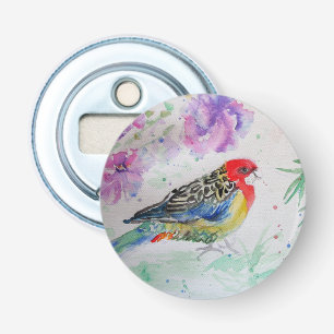 Australian Birds Rosella Parrot Watercolor Art Bottle Opener