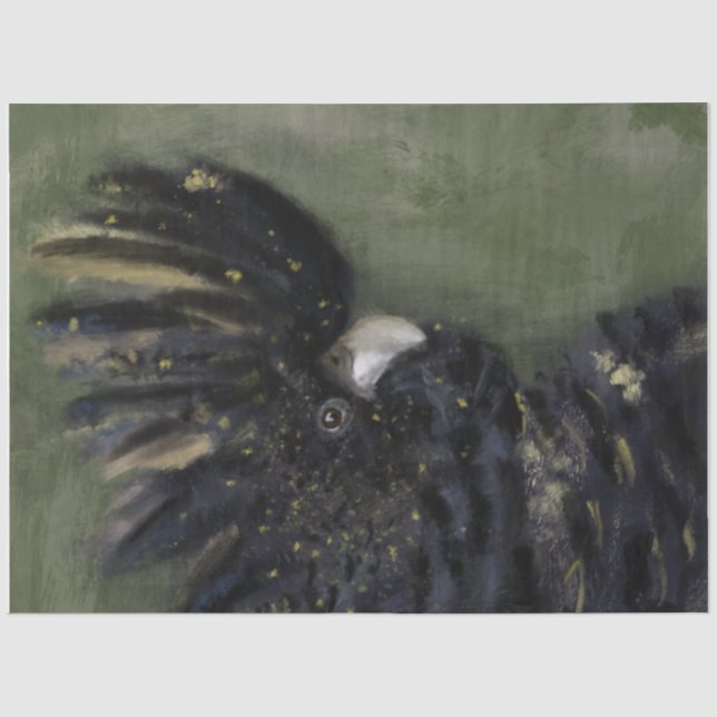 Australian Black Cockatoo Decoupage paper  (Front)
