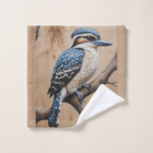 Australian Blue Kookaburra in a Tree Wildlife Art Bath Towel Set