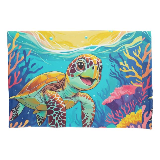 Australian Boho Turtle Pillow Case | Sunny (Front)