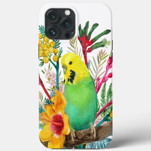 Australian Budgerigar Wildflower Bouquet iPhone 13 Pro Max Case