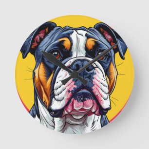 Australian Bulldog dog Round Clock