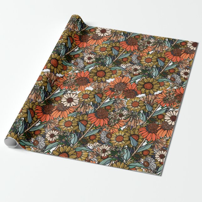 Australian Bush Wildflower Garden Wrapping Paper (Unrolled)