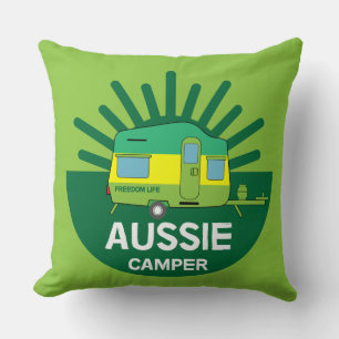 Australian Caravanning   Aussie Caravaner   Camp T Throw Pillow
