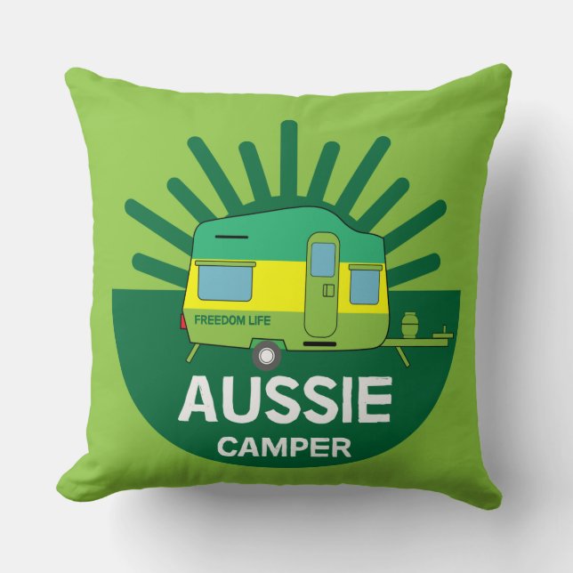Australian Caravanning | Aussie Caravaner | Camp T Throw Pillow (Front)