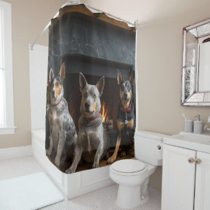 Australian Cattle by the Fireplace Christmas