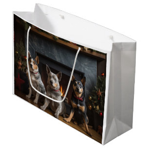 Australian Cattle by the Fireplace Christmas Large Gift Bag