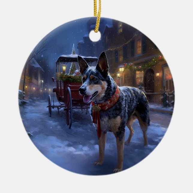 Australian Cattle Christmas Festive Season  Ceramic Ornament (Front)