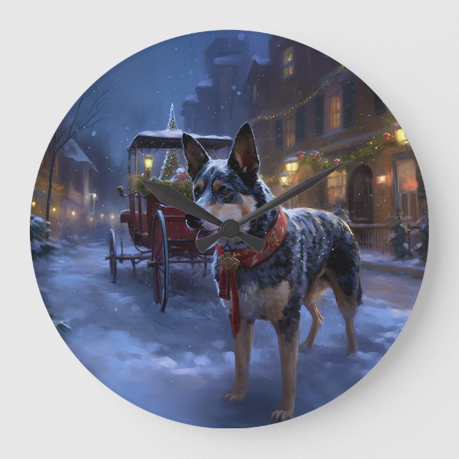 Australian Cattle Christmas Festive Season  Large Clock (Front)