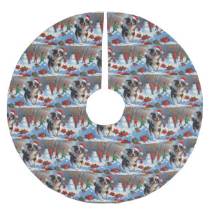 Australian Cattle Christmas Festive Snow Scene Brushed Polyester Tree Skirt