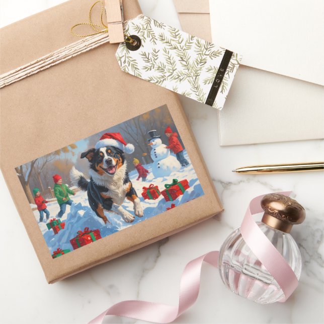 Australian Cattle Christmas Festive Snow Scene Sticker (Gifting)