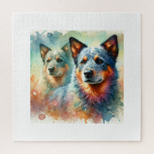 Australian Cattle Dog 260824AREF101 - Watercolor Jigsaw Puzzle