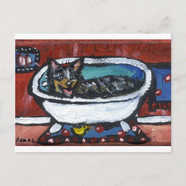 Australian Cattle Dog bath Postcard (Front)