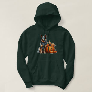 Australian Cattle Dog Beside a Jack-O-Lantern  Hoodie