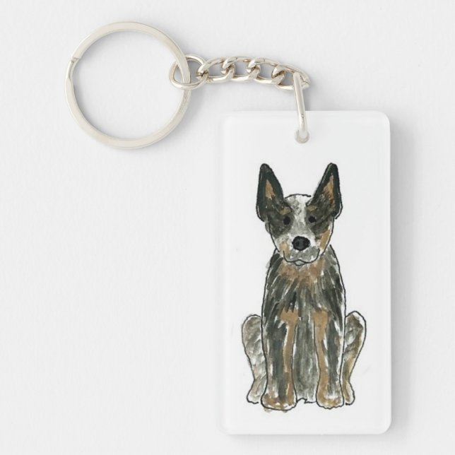 Australian Cattle Dog Blue Heeler ACD Keychain (Front)