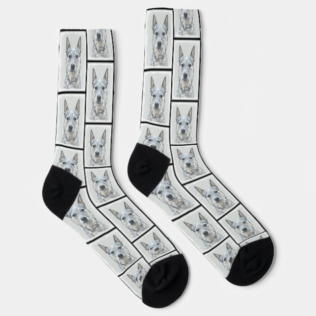 Australian Cattle Dog Blue Heeler Original Dog Art Socks (Right)