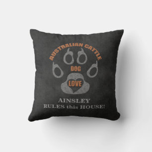 Australian Cattle Dog Breed with Name Throw Pillow